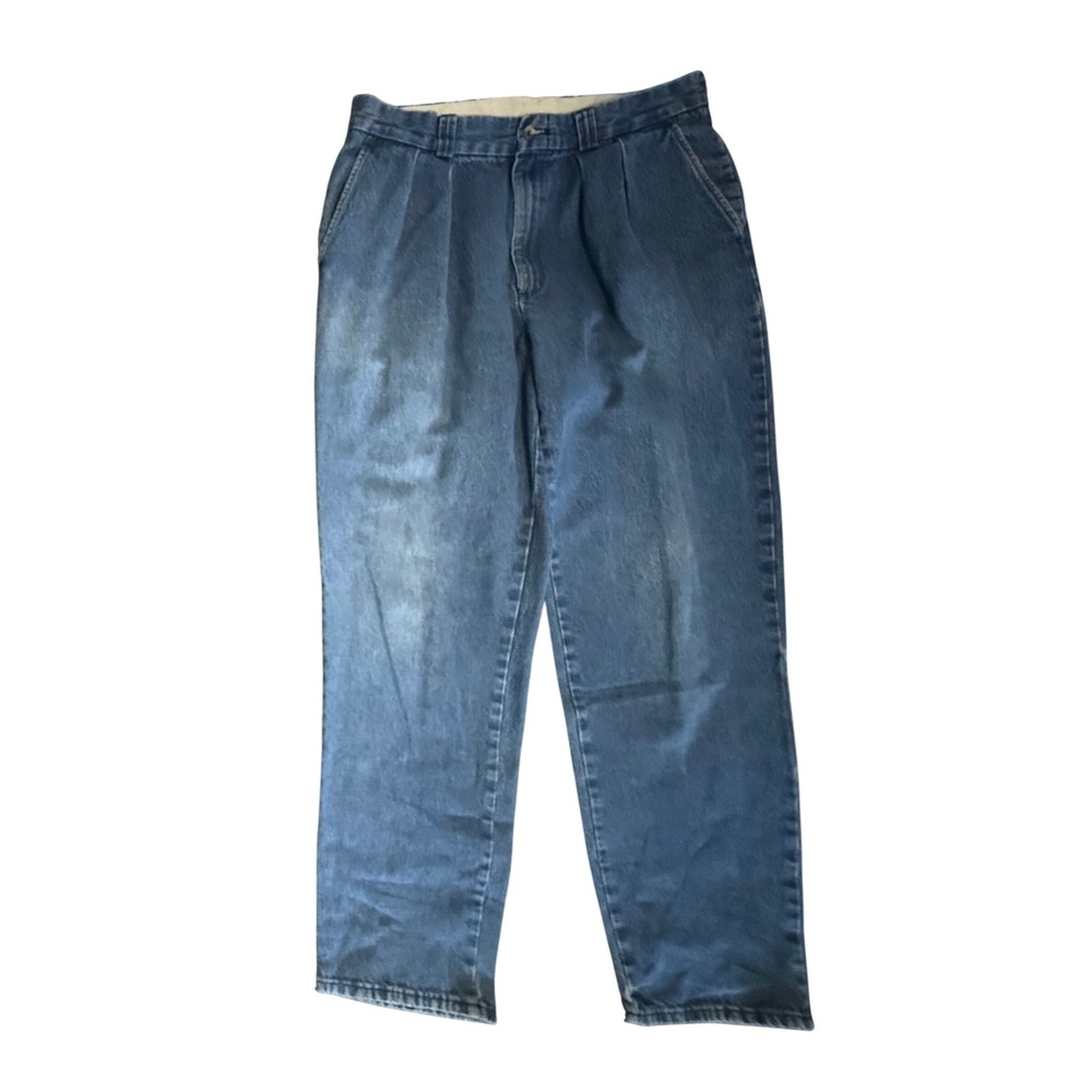 Duck Head CR2-830 Pleated Denim Jeans Mens 34x32 Blue Vintage Straight Leg